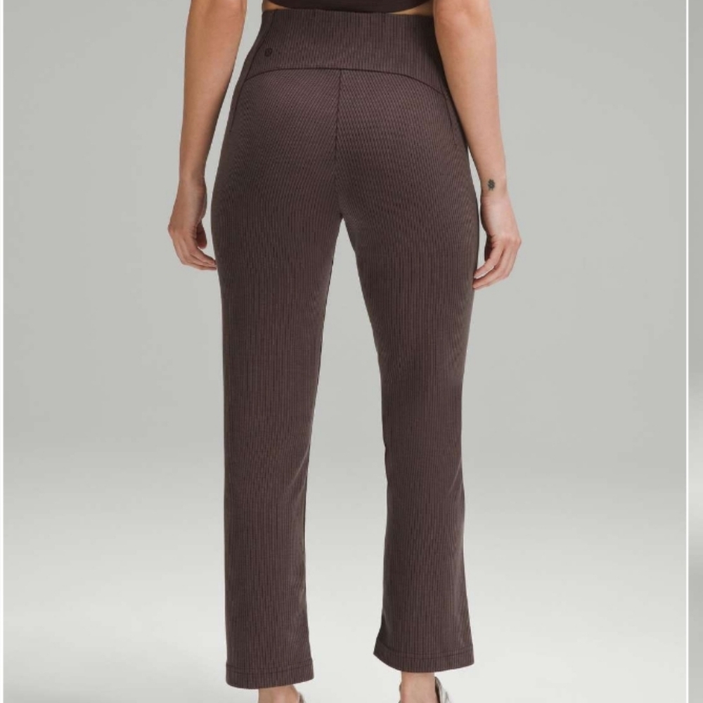 Lululemon Ribbed Softstreme Zip-Leg High-Rise Cropped Pant 25" Espresso NWOT - Picture 2 of 10